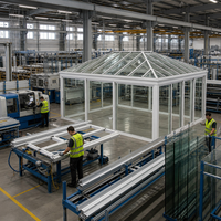 Véranda sur mesure en aluminium avec structure en verre, serre préfabriquée, jardin d'hiver, patio, salle de jardin avec verre trempé pour villa