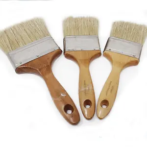 Outils de peinture professionnels nettoyant pour pinceau blanc manche en bois naturel étamé pinceau à peinture à l'huile verni