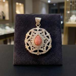 Collier Pendentif Ovale Ethnique en Argent Allemand et Rhodochrosite de la marque Your Choice Stone Factory pour Femme, Bijoux de Fête, Vente en Gros - Product Image 2