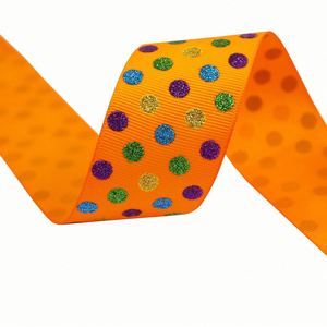 Ruban gros-grain à pois scintillants pour Halloween, 3,8 cm, 10 yards, pour emballage cadeau et décoration de fête - Product Image 5