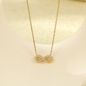 Collier pendentif en forme <span class=keywords><strong>de</strong></span> cœur infini avec lettre 8 en zircon plaqué or 18 carats en acier inoxydable imperméable à <span class=keywords><strong>l</strong></span>'eau pour cadeau - Product Image 2