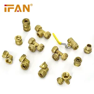 IFAN Female Copper Forged Brass Pipe Fittings Elbow Tee Union Brass Compression Fittings For PEX Pipe