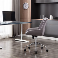 Chaise de bureau moderne en velours gris, ergonomique, pivotante, rembourrée, réglable en hauteur, avec roulettes