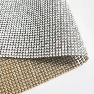 10 Year Factory 2mm Clear Adhesive Rhinestone Mesh Sheet Hot Fix Crystal Sheets For Decorations