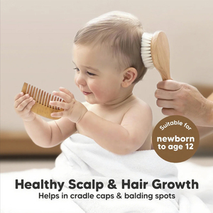 Venta al por mayor personalizado de madera de bambú <span class=keywords><strong>natural</strong></span> Sisal cerdas de pelo de cabra <span class=keywords><strong>cepillo</strong></span> de pelo de bebé y peine conjunto para recién nacido-Madera - Product Image 5