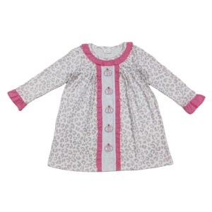 ชุดเดรสปักลายฟักทองเสือดาวสีชมพูสำหรับเด็กผู้หญิงตัวเล็กชุดเดรสแขนยาวสำหรับพี่น้อง - Product Image 1