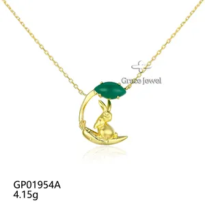 Grace Jewelry Minimalist Cute Carrot Zodiac Traditional 18K Gold Silver Fine Fashion Animal Rabbit Necklace