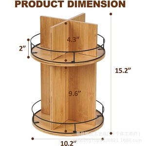 Wooden kitchen rack combining iron and wood, rotating multi-layer <b>spice</b> <b>jars</b>, seasoning boxes, kitchenware and tableware - Product Image 4