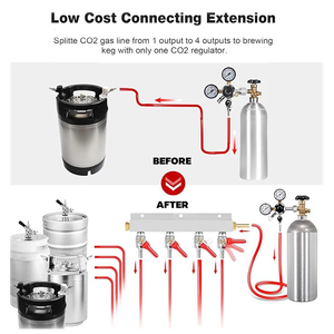 Distributore collettore <span class=keywords><strong>Gas</strong></span> Co2 a 4 vie, 7/16-20 valvola di uscita rimovibile Splitter birra, supporto Push si adatta rapidamente giunto e Barb - Product Image 5