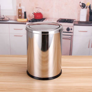 Cestino per Rifiuti da Interno in Acciaio Inox <span class=keywords><strong>con</strong></span> Apertura <span class=keywords><strong>a</strong></span> Ribalta, Grande Capacità, Multi-Misura, Bidone Rotante in Metallo - Product Image 1