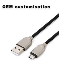 Aleación de zinc Carga rápida 3A USB a Cable de carga Micro-USB para teléfonos móviles Cámara de PC-Chaqueta de PVC con blindaje trenzado