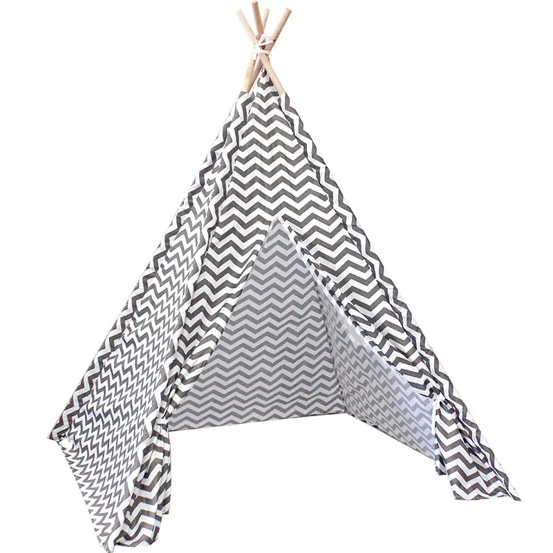 Big Kids Teepee Tent with Carry Case Kids Foldable Play Tent Canvas Teepee for Indoor Outdoor Games