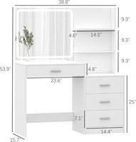 Ensemble de commode de chambre à coucher moderne de style italien, coiffeuse avec miroir éclairé, rangement en bois