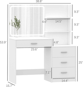 <span class=keywords><strong>Tocador</strong></span> <span class=keywords><strong>de</strong></span> Dormitorio Moderno Estilo Italiano <span class=keywords><strong>con</strong></span> <span class=keywords><strong>Espejo</strong></span> Iluminado LED y Almacenamiento <span class=keywords><strong>de</strong></span> Madera - Product Image 5