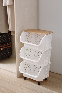Cestino portaoggetti in <span class=keywords><strong>plastica</strong></span> <span class=keywords><strong>con</strong></span> <span class=keywords><strong>coperchio</strong></span> in bambù per cucina, dispensa, soggiorno e altro - Product Image 6