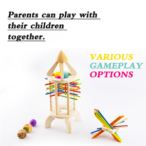 New Design Early Educational Rocket-shaped Acrylic Wooden Stick Game Tower Color Sorting Balance Ball Falling Toys for Kids - Product Image 2