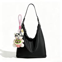 Porte-clés en peluche ours solaire Anime en gros, avec lunettes et design bouquet de fleurs tricoté, logo personnalisé, impression numérique, sac souple et durable