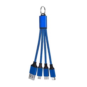 Nhà máy tùy chỉnh 15cm dệt 2A ngắn di động 3 trong 1 <span class=keywords><strong>USB</strong></span> sạc cáp Loại C để <span class=keywords><strong>USB</strong></span> 2.0 với Keychain Cáp - Product Image 4
