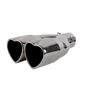 Accessoires de voiture : Embouts d'échappement universels en acier inoxydable poli miroir, forme cœur, argentés et colorés - Product Image 1