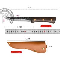Couteau de boucherie et d'osage en acier inoxydable martelé forgé, manche en bois, revêtement antiadhésif pour la découpe, le pelage et la tranche de viande en cuisine