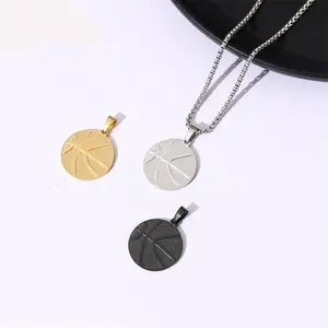 Hot Selling Stainless Steel Design Men Punk Hip-Hop Personalized Necklace Sporty Basketball Necklace