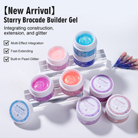 RS Nail Nouvelle Formule Gel de Construction pour Ongles Brocart Étoilé en Pot, Gel Solide Haute Qualité pour Extension, Sans HEMA, Sans TPO