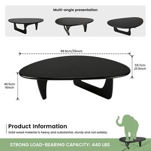 Rắn bằng gỗ hiện đại tam giác Bàn cà phê, độc đáo sôi nổi Bàn cà phê cho phòng khách, hình bầu dục giữa centry không thường xuyên trừu tượng bàn trà - Product Image 2