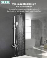 Juego de grifería de lujo para baño de acero inoxidable SUS304 al por mayor, con cabezal de ducha tipo lluvia, rociador manual montado en la pared y grifo para bañera