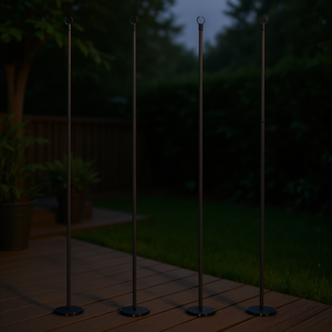 Poteaux lumineux en acier de 8 pieds, lot de 4, pour l'extérieur, patio, jardin, terrasse, mariages et fêtes - Product Image 2