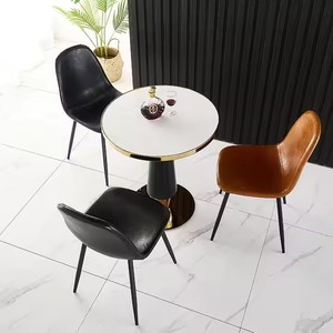Sillas de comedor de cuero PU con patas de metal negro simple de precio competitivo de estilo <span class=keywords><strong>italiano</strong></span> - Product Image 4