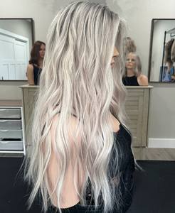 Perruque Lace Top de cheveux européens de qualité supérieure perruque juive gris <span class=keywords><strong>glacé</strong></span> <span class=keywords><strong>blond</strong></span> Balayage couleur HD perruque Lace Front avec Diamond Lace pour les femmes perte de cheveux - Product Image 4