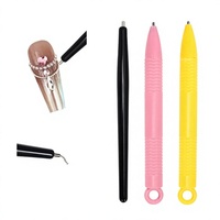 Stylo magnétique 3-en-1 à double tête pour gel ongles effet œil de chat, avec perles en acier et outil à chaîne de perles, pour motifs floraux
