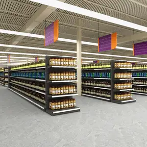 किराने की दुकान प्रदर्शन अलमारियां उच्च गुणवत्ता वाले स्टाइलिश भारी शुल्क रनडा के साथ सामान्य स्टोर सुपरमार्केट अलमारियों