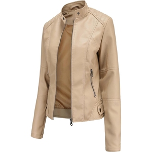 Chaquetas de Cuero Genuino de Cordero para Mujer, al por Mayor, a Bajo Precio, Chaquetas de Motera, Chaqueta de Cuero a la Moda para Mujer - Product Image 4