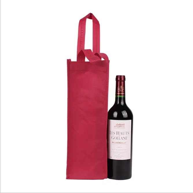 कस्टम मुद्रित पुन: प्रयोज्य गैर बुना ढोना बोतल कवर लाल शराब बैग ले जाने उपहार बैग