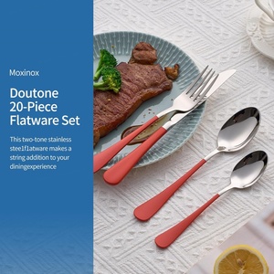 Ensemble de couverts en acier inoxydable de belle couleur, vaisselle de restaurant, comprenant une cuillère, une fourchette et un couteau en argent, adapté aux fêtes et à la famille - Product Image 6