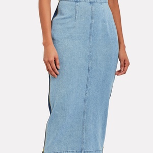 Falda Larga de Mezclilla Bicolor para Mujer, Diseño Moderno 2025, Falda Maxi Vaquera - Product Image 2