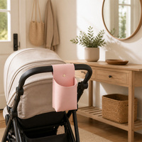 Organisateur suspendu portable élégant en cuir PU pour véhicule et poussette, mini pochette de rangement avec support