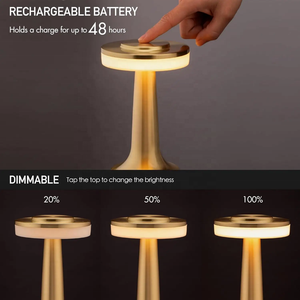 Metal Cordless Table <b>Lamp</b> USB Rechargeable Touch Dimming LED Night Light Portable Bar Restaurant Coffee Shop Decor Desk <b>Lamp</b> - Product Image 5