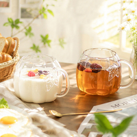 Mug en verre créatif en forme de citrouille avec poignée en forme de feuille, tasse à eau en verre borosilicate transparent, tasse à café et à lait