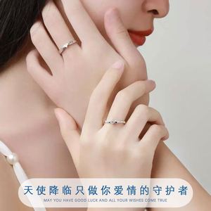 Anillos De Pareja Silver Plated Zircon Angle Wings <b>Couple</b> <b>Rings</b> for Men Women Adjustable Open Wedding Engagement Lover Jewelry - Product Image 3