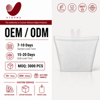 Sac de conservation alimentaire réutilisable en silicone personnalisé avec poignées en forme d'oreilles de lapin, étanche, compatible congélateur, sans BPA, pour la cuisine