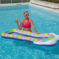 En gros, Flotteur inclinable en maille arc-en-ciel, gonflable personnalisé, jouet aquatique, chaise longue portable, lit flottant, lit aquatique