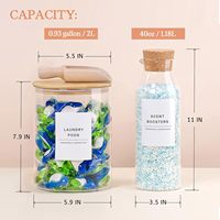Ensemble de distributeurs de lessive en verre, conteneurs de détergent liquide, distributeur de parfum et de javel pour buanderie (2 bouteilles et pot)