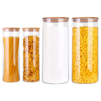 Keukenaccessoires Luchtdichte voedselbewaarcontainer Hoge borosilicaat glazen pot met bamboe deksel voor koffiebonen, granen, noedels