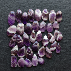 Natural Chevron Amethyst Cabochon Loose Gemstones Wholesale Banded Amethyst Flatback Cabochons for Jewelry Making - Product Image 4