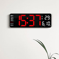 Horloge murale numérique LED grand format avec logo personnalisé, design moderne, affichage de la date et du jour de la semaine, calendriers, télécommande, fonctionne sur piles, en plastique, cadeau