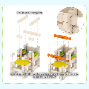 Juego de juguetes de madera Yuci Montessori, juguetes de madera, juego de bloques de construcción de espiga para niños, construir <span class=keywords><strong>Casa</strong></span> de <span class=keywords><strong>arquitecto</strong></span>, familia - Product Image 5