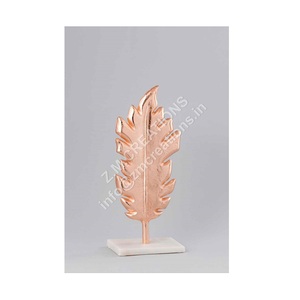 <b>Top</b> Trending Modern Eco-Friendly Aluminum Leaf Sculpture Latest Handicraft Home Office Desk Showpiece Marble Base Home Decor - Product Image 1