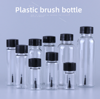 Nouvelle bouteille en plastique pour vernis à ongles avec pinceau, conteneur d'huile essentielle 10ml 15ml 30ml transparent, logo et couleur personnalisés avec tête de pinceau